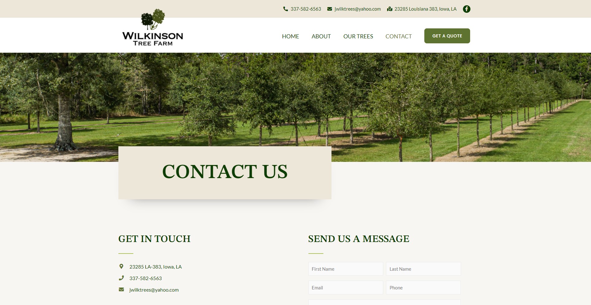 Contact Wilkinson Tree Farm Tree Farm Iowa, LA